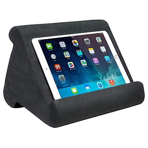 Ontel Pillow Pad Multi-Angle Soft Tablet Stand, Charcoal Grey