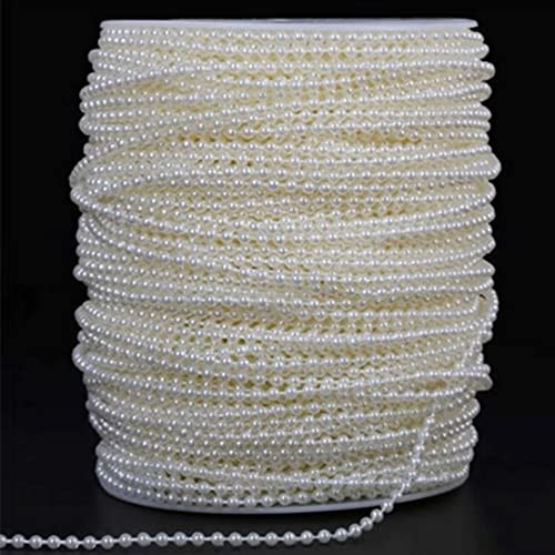 ボールチェーン ビーズ チェーン パールチェーン 手作り ビーズパールガーランド クリーム 真珠模造ビーズ (3MM 10メートル)
