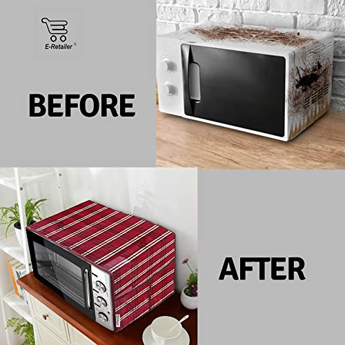 Image of PVC Waterproof 3-Layered Microwave Oven Top Cover With 4 Utility Pockets Suitable for Upto 30 Liter (Color- Red, Size-36x14 Inches)