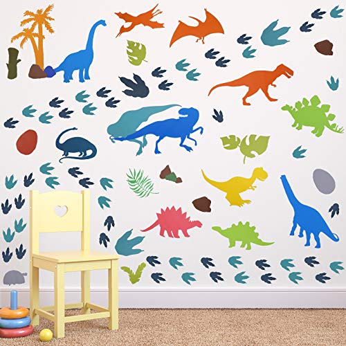 Dinosaur Room Decor for Boys Dinosaur Footprint Wall Decals Sticker for Bedroom Nursery Living Room Bathroom(Classic Style)