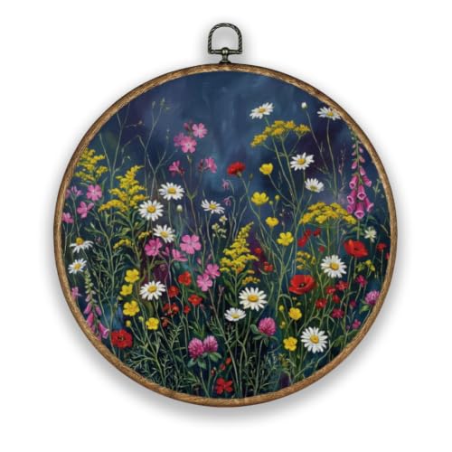 Toile murale ronde haut de gamme TNKBREEZE effet peinture à l'huile vintage