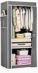 Guarda Roupa Closet Dobrável Organizador com Capa de Tecido 1 Porta - CINZA, uma porta