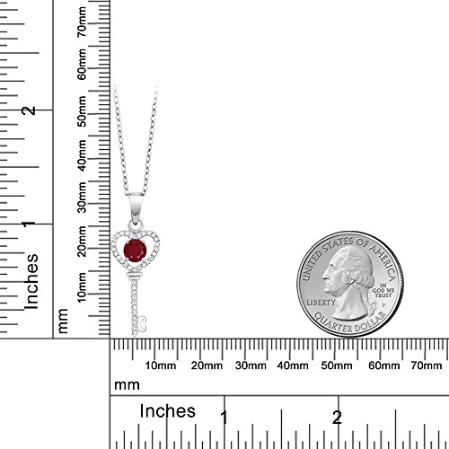 Gem Stone King Heart Key Pendant Necklace For Women | 925 Sterling Silver | Gemstone Birthstone | Round 5MM | With 18 Inch Silver Chain3