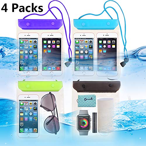 FECEDY 4 Packs Universal Waterproof Case Big Phone Dry Bag Pouch Tablet case