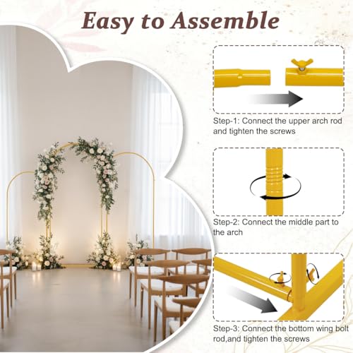 Image of Vincidern Metal Wedding Arch Backdrop Stand Set of 3, Party Arch Stand, Balloon Arch Backdrop for Wedding, Baby Shower, Birthday Party, Bridal Shower, Graduation Decor, Gold (6.6FT, 5.9FT, 4.9FT)