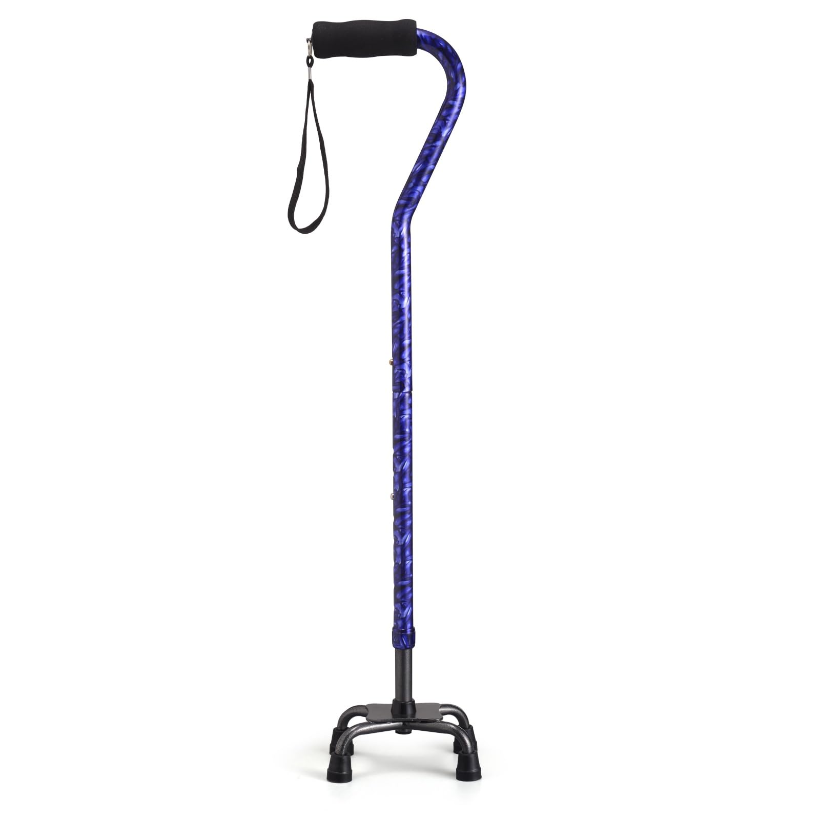 Folding Walking Cane for Women & Men, Adjustable Quad Cane with 4-Prong Base for Stability and Balance, Collapsible Aluminum Walking Stick for Seniors