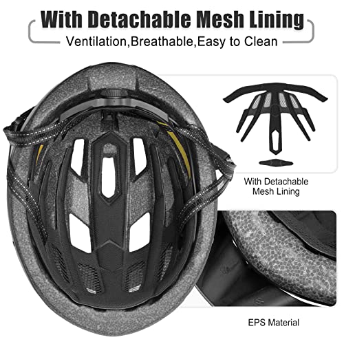 Casque de vélo pour adulte avec lumière LED - Casque de vélo pour homme et femme - Casque de VTT avec visière amovible - Casque de skateboard - Image 6