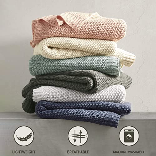 Image of INK+IVY Bree Knit Throw Blanket for Bed, Sofa, and Couch, Lightweight, Breathable, Soft & Cozy Summer Blanket, Throw (50 in x 60 in), Coral