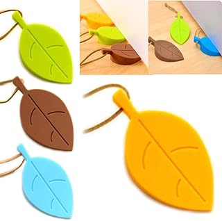 Anti-pellizco Seguridad Bebé Tope de puerta de silicona Tarjeta de seguridad Decoración para el hogar 4 colores Tope de puerta colgante Estilo de hoja de dibujos animados lindo, Amarillo, Francia