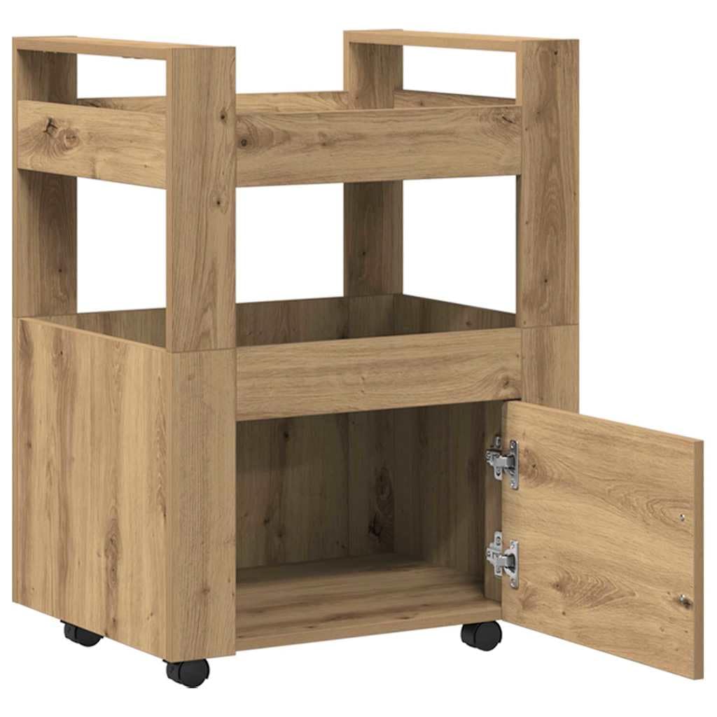 vidaXL Küchentrolley Artisan-Eiche 60 x 45 x 80 cm Holzwerkstoff | Passt perfekt in kleine Räume, Ausgestattet mit verriegelbaren Rädern für zusätzliche Stabilität,