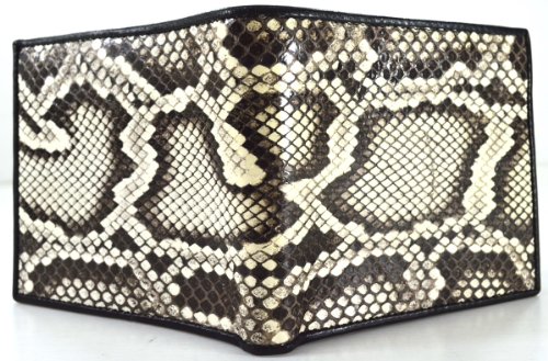 PYTHON SNAKE SKIN LEATHER MEN'S BIFOLD WALLET BLACK & WHITE NEW @ Genuineshop3