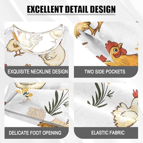 senya Rooster Hen Chicken P Summer Pajamas Set Short Cotton Sleepwear 2 Piece4