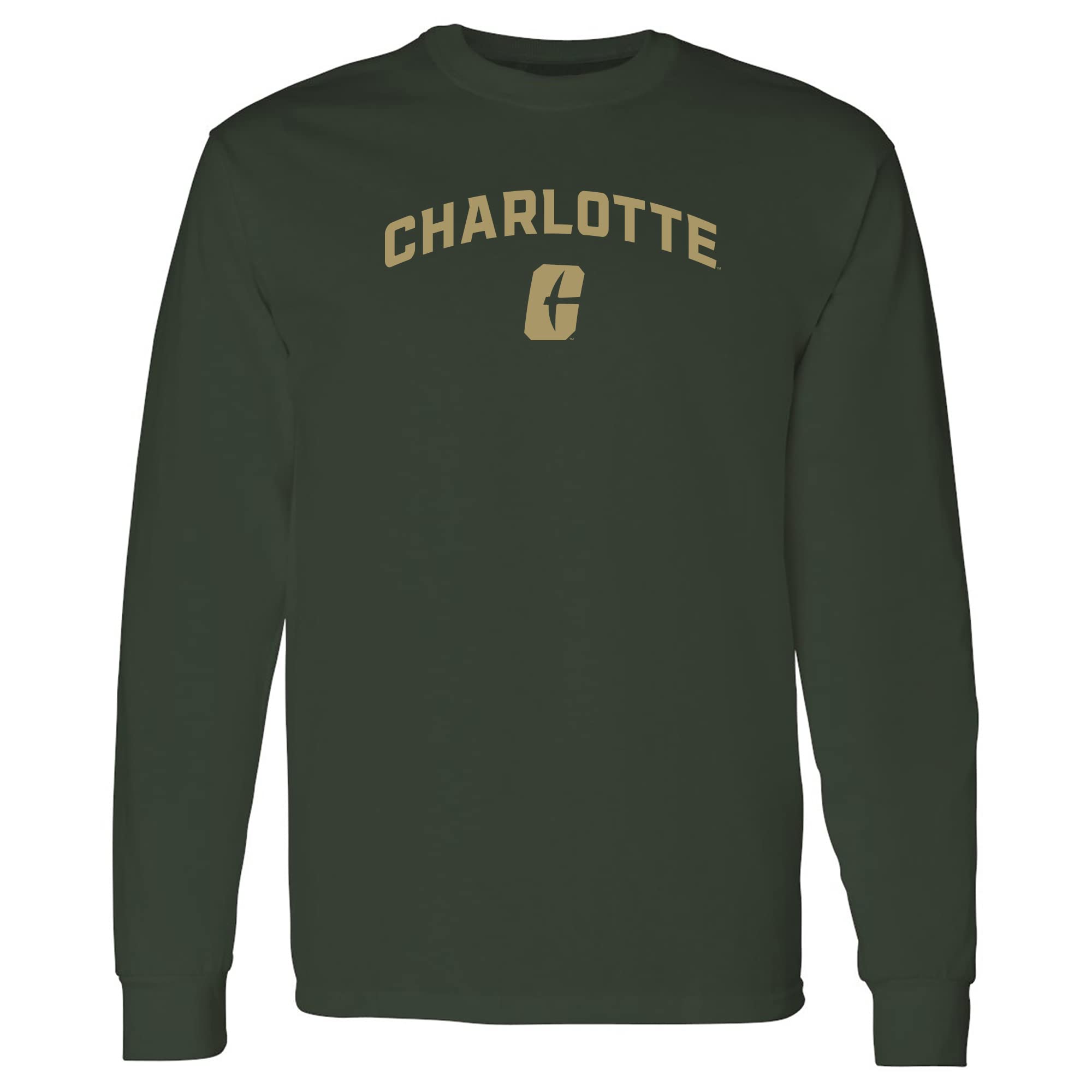 NCAA Officially Licensed College - University Team Color Arch Logo Long Sleeve, Unc Charlotte Forty-niners Forest, 3XL โ image 1