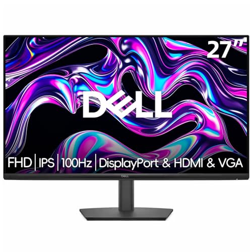 Image of Dell 27 inch Monitor, LED FHD - 100Hz Refresh Rate 1000:1 Contrast Ratio, IPS, AMD FreeSync - VESA, Tilt Adjustability, DisplayPort & HDMI & VGA, Anti-Glare, Black