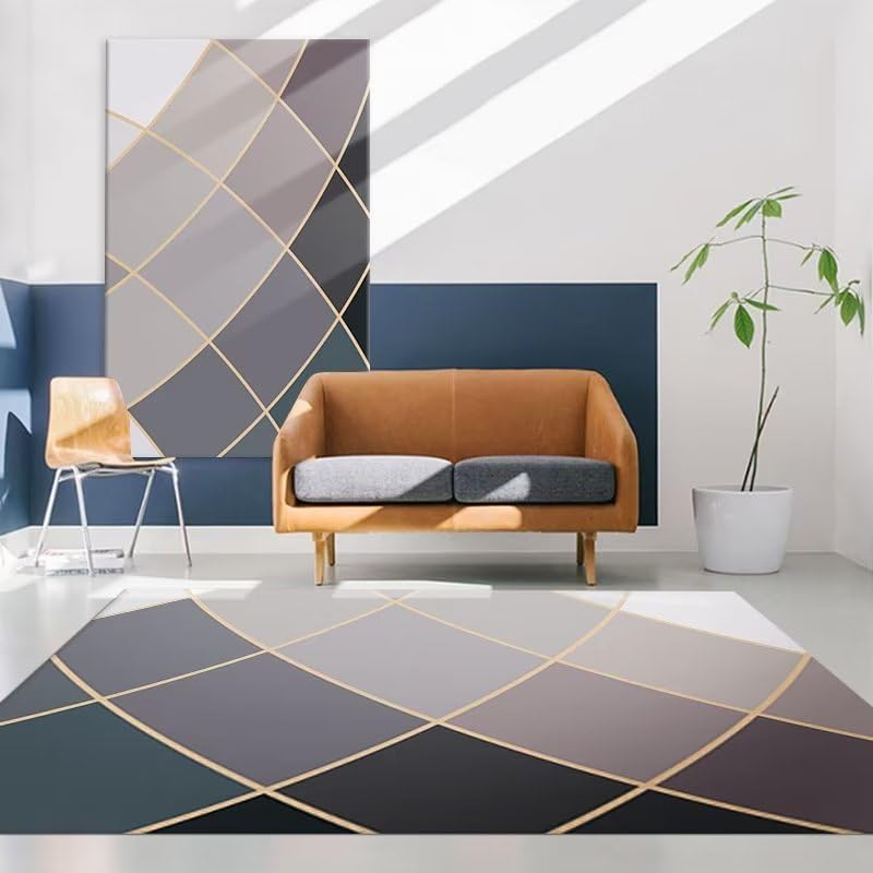 Tapis bureau sol antibruit gris motif arc pour salon chaleureux