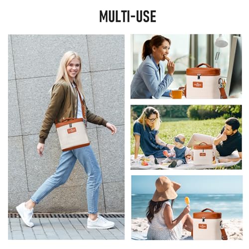 Addimor LONCHERAS PARA MUJER Lunch Bag For Women Men - Cute Leather Luxurious Lunch Tote Bags Reusable Insulated Lunch Box Large Capacity Reusable Insulated Cooler thumb #5