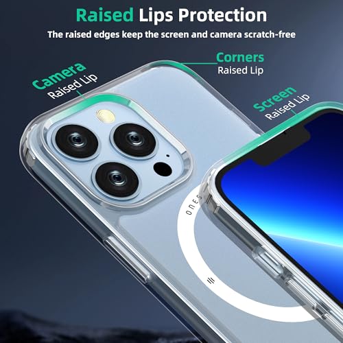 Image of ONES for iPhone 13 Pro Max Slim Magnetic Case, [Compatible with Magsafe] [Military-Grade Drop Protection][Anti-Yellowing] Shockproof Hard Silicone Cover, Translucent Matte