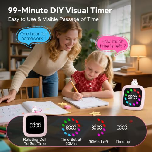 Image of Yunbaoit Digital Visual Timer for Kids, 99-Minute Countdown, Rechargeable