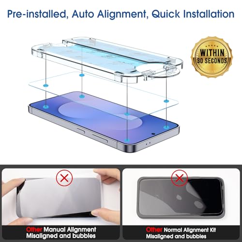Image of amFilm Auto-Alignment OneTouch for Samsung Galaxy S25 FE 6.7'' Screen Protector + Camera Lens Protector,Tempered Glass, 30 seconds Installation, Bubble Free, Case Friendly, Anti-Scratch [2+2 Pack]