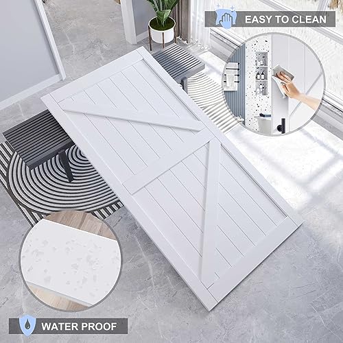ROYMELO 42x84 Inch White Sliding Barn Door Slab and 7ft Hardware Kit Included, K-Frame, MDF Wood Panel Covered with Water-Proof Scratch-Proof PVC Surface, Easy to Clean, Simple DIY Assembly - Thumbnail 3