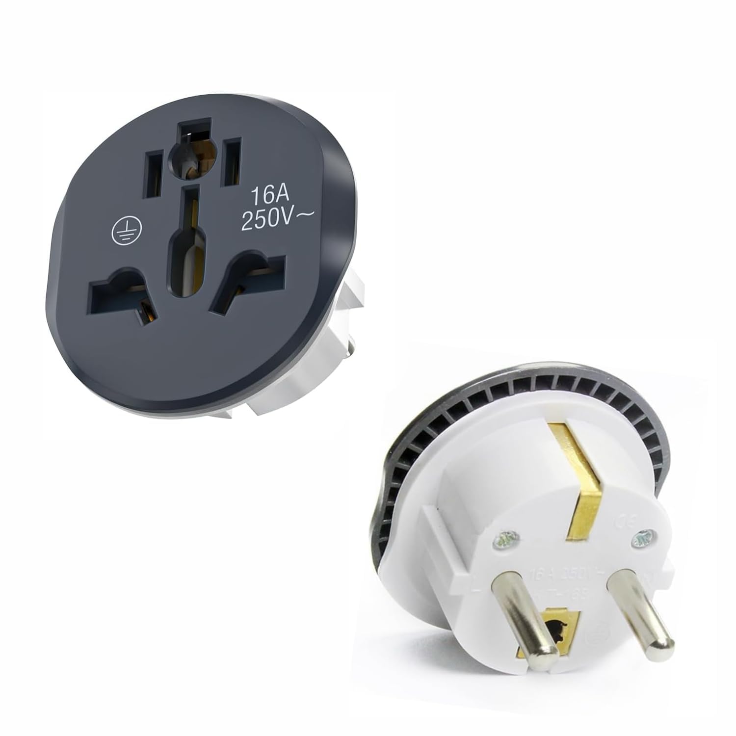 Homenique Universal Travel Adapter 2 Pin Plug 16A/250V | Compact Multipurpose International Power Plug for Europe, US, UK, AUS & 150+ Countries | Surge Protection & LED Indicator