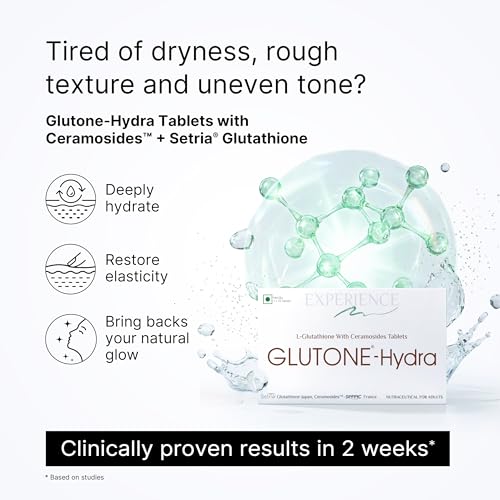 Image of Glutone-Hydra | Setria Glutathione with Ceramosides Tablets for Dry Skin | For Glowing Hydrated Skin | Pack of 30 Tablets