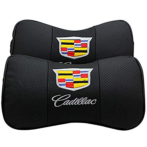 2 PCS Black Car Neck Pillow for Cadillac,Breathable Auto Head Neck Rest Cushion