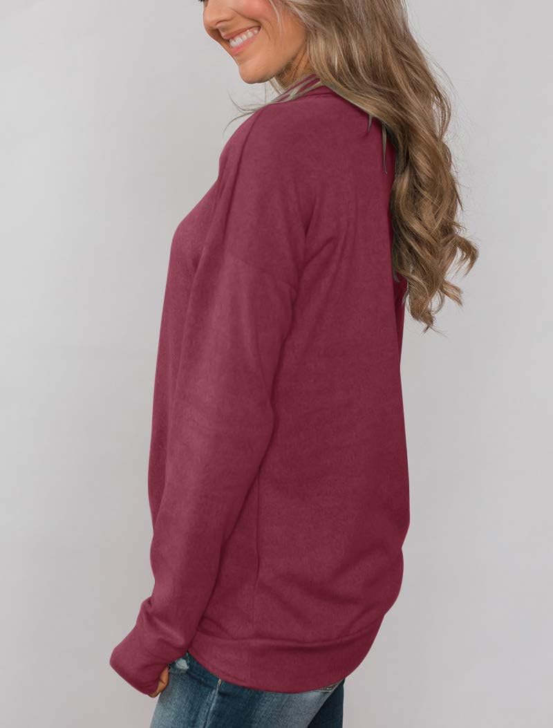 Minthunter Women's Long Sleeve Pullovers Cowl Neck Tunic Shirt Casual Sweatshirt Tops - Image 2