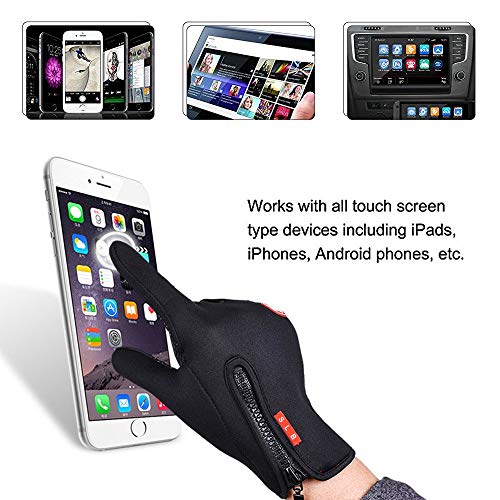 Cycling Gloves, Waterproof Touchscreen in Winter Outdoor Bike Gloves Adjustable Size Black - Image 5
