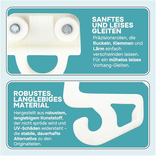 Gardinengleiter 24 Stück passend für IKEA KVARTAL Gardinen System Ersatz Rollen Einsätze