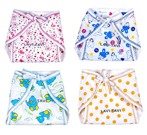 Image of TS LAVI TAVI Jhabla with Nappy for New Born Baby Clothes Multicolor (Set of 4) (6-9 Month)