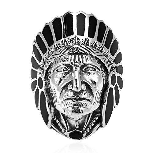 AeraVida Simulated Black Onyx Stone Native American Style .925 Sterling Silver Ring | Classic Wedding Rings For Women | Vintage Comfort Fit Silver Rings for Women | Sterling Silver Rings Sizes (7-13)