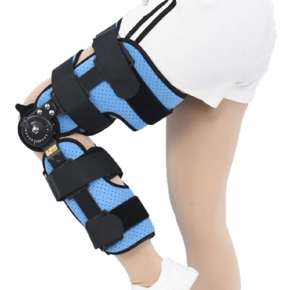 Hinged Orthopedic Knee Brace Knee Immobilizer with Locking Dials & Side Stabilizers, Adjustable Leg Braces for Knee Pain, Arthritis, Meniscus Tear,Left (S)