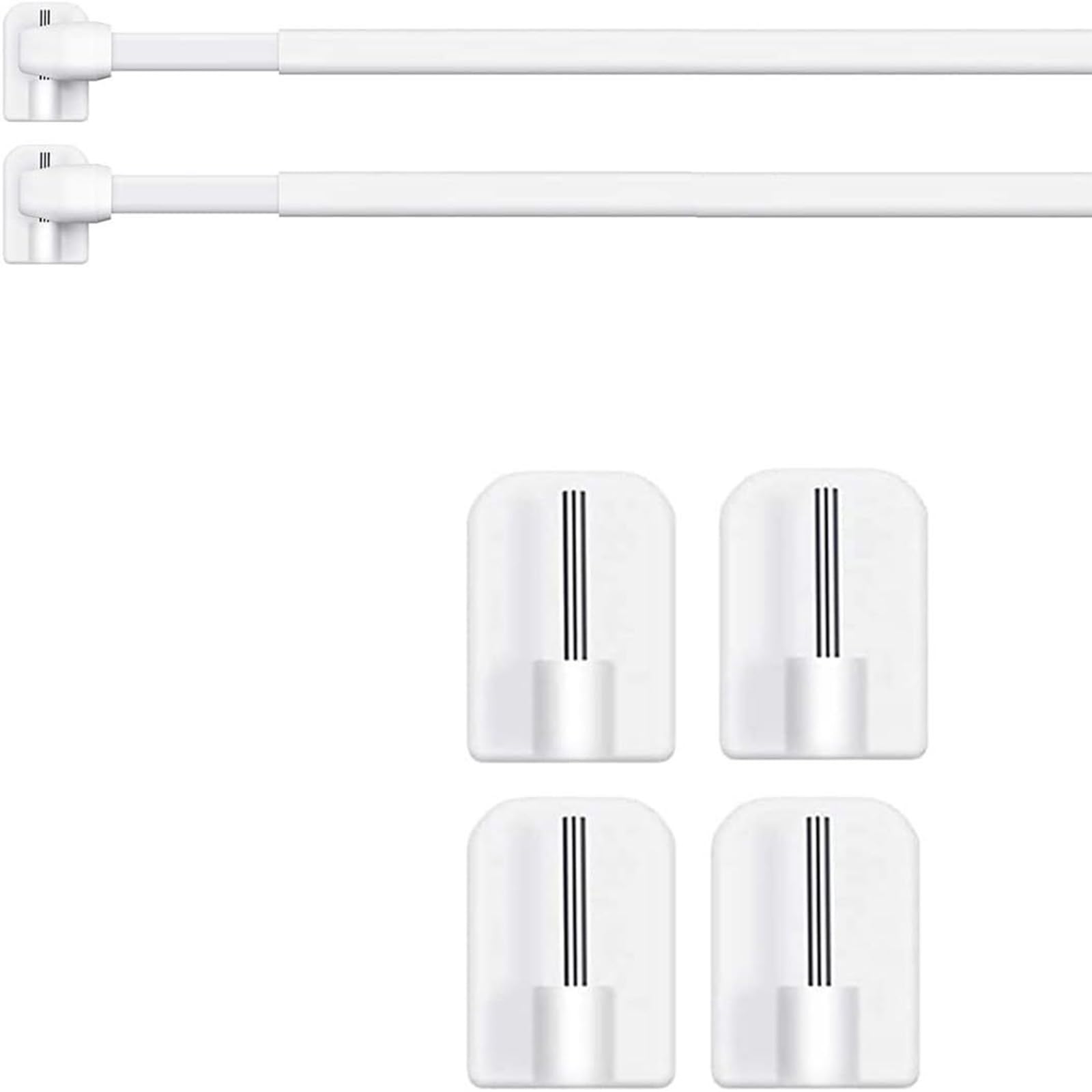 TopHomer 2Pcs Net Curtain Rods Extendable Curtain Rod, Curtain Poles with Self-Adhesive Hooks for Windows Kitchen Home Bathroom, Includes Plastic Sticky (40-70CM/16-28Inch)
