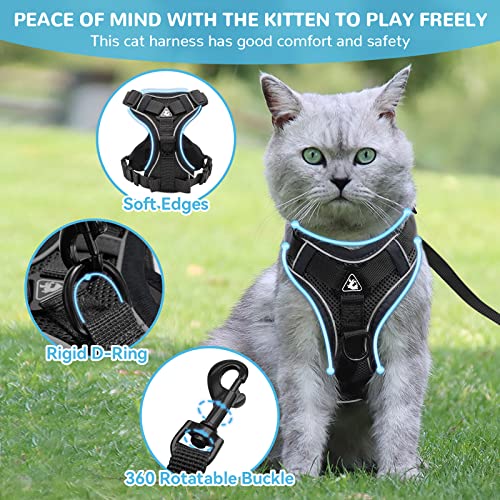 Cat Harness and Lead Set, Adjustable Kitten Harness and Lead Set including Reflective Strips Escape-Proof - Image 3