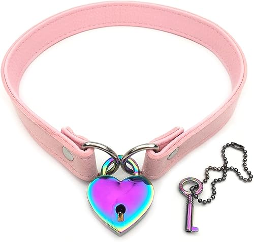 Collar de Gargantilla con Candado y Llave con Candado de Corazón para Mujeres y Hombres, 14 pulg., Terciopelo