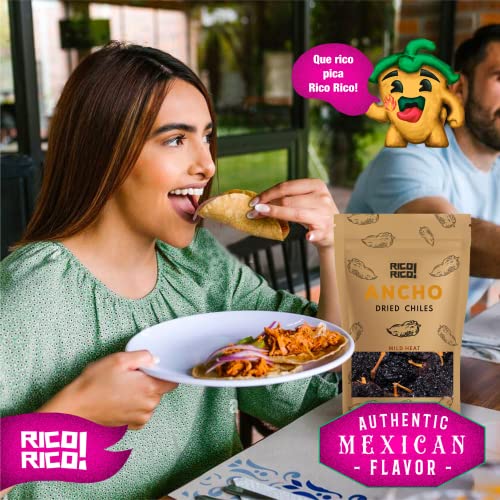 Ancho Chiles Dried Peppers (8 Oz) - Natural, Premium Dried Chiles Great for Mole, Sauces, Stews, Salsas and Mexican Recipes in Resealable Bag By Ole Rico