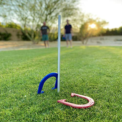 GoSports Steel Horseshoes Game Set - Includes 4 Horseshoes, 2 Stakes and Carrying Case