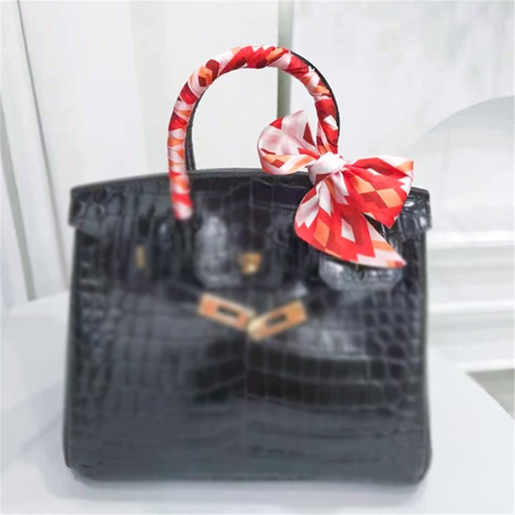 Bufanda de Mujer Bufanda Cuadrada Estampado de Corbata de Pelo Pañuelo de Seda Satinada Pañuelo de Cabeza para Mujer Bufanda de Seda de Tira Larga pequeña (C 6 * 125CM)