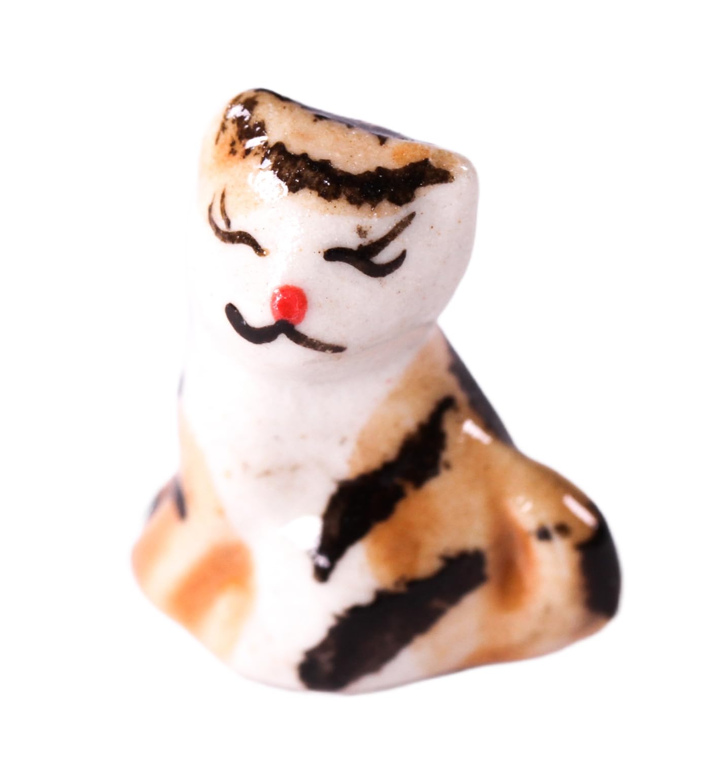 Redchocol8 Brown Redchocol8® Ceramic Tiny Light Cat Cute Kitten Figurines Animals Miniature Outdoor
