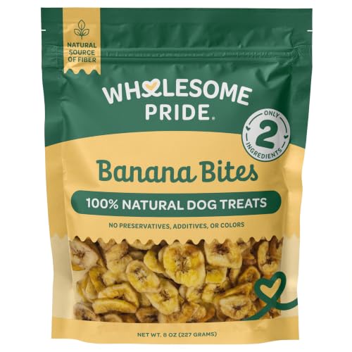 Wholesome Pride Banana Bites Healthy Dog Treats, 2 Ingredients, 8 oz