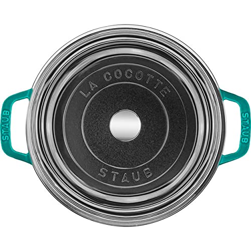 Image of Staub Cast Iron 4-qt Round Cocotte with Glass Lid - Turquoise