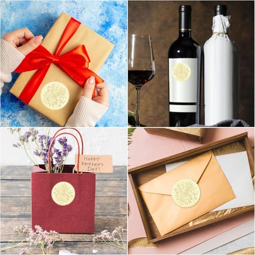 CHGCRAFT 100Pcs Baroque Pattern Gold Foil Embossed Stickers - Self Adhesive Gold Foil Embossed Certificate Seals for Envelope Invitation Letter