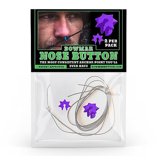 Bowmar Archery Nose Button, Extremely Light Weight, Creates Consistent Anchor Point, Two Sizes Included (Purple)