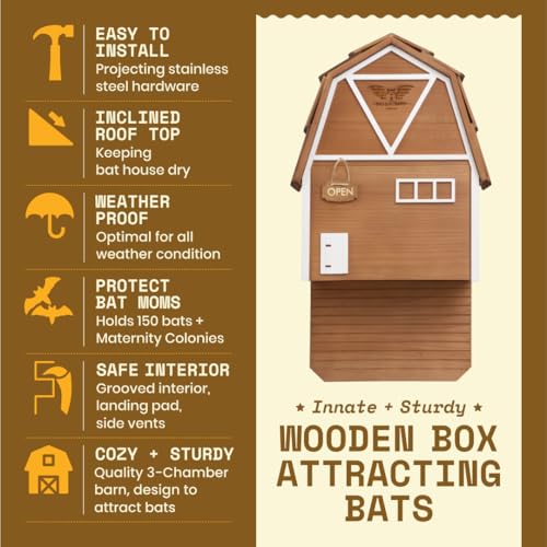 Image of WildYard Big Bat Barn - 3 Chamber, Brown Cedar, Upto 150 Bats, Preassembled