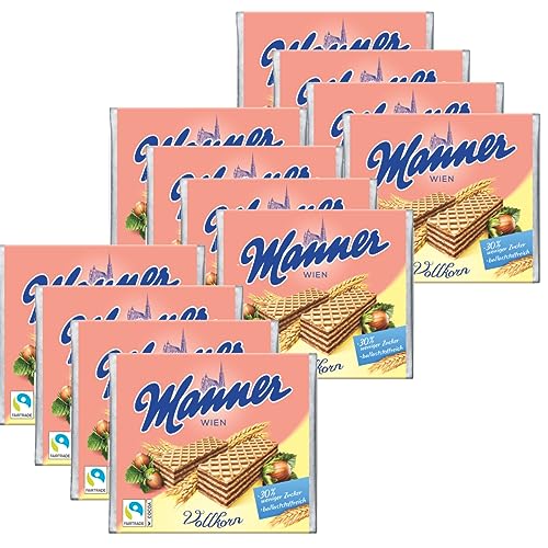 Manner Lot de 12 gaufres croustillantes avec crème de noix de cou 75 g