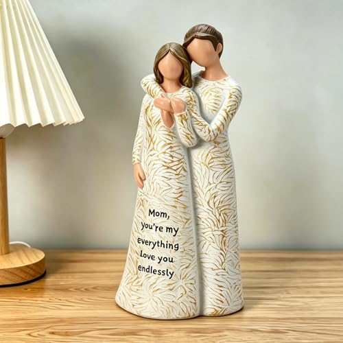 Estatua de madre e hija de resina pintada a mano miniatura 3