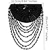 Beading Epaulettes Shouler Tassel Fringe Shoulder Patches Suit Epauletter Blazer Badge Jewelry Brooch with Pin Back for Stage Outfit Gown 2 Pieces (Black)