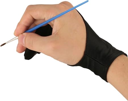 4 Pcs Artist Gloves for Drawing Tablet Free Size with Two Fingers for Graphics Pad Painting Good for Right or Left Hand - 3.15 x 8 inch