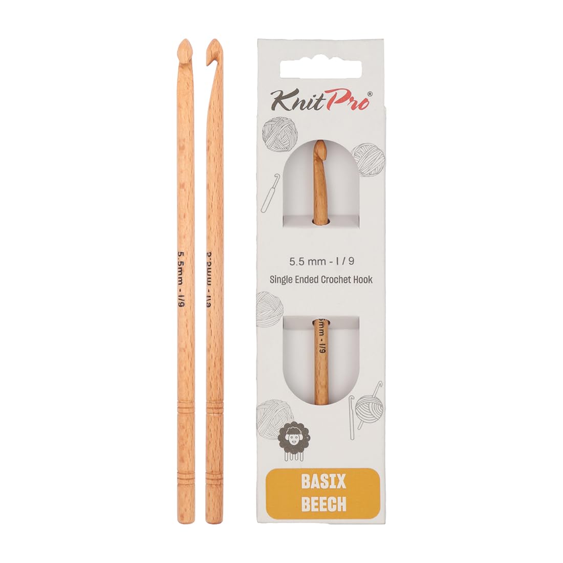 KnitPro Basix Beech Single Ended Crochet Hook | 5.50mm